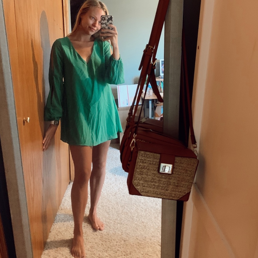 Long Sleeve Green Flowy Dress